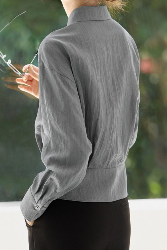 Early Autumn French-Temperament Fitted-Waist Long-Sleeve Shirt - liwisi