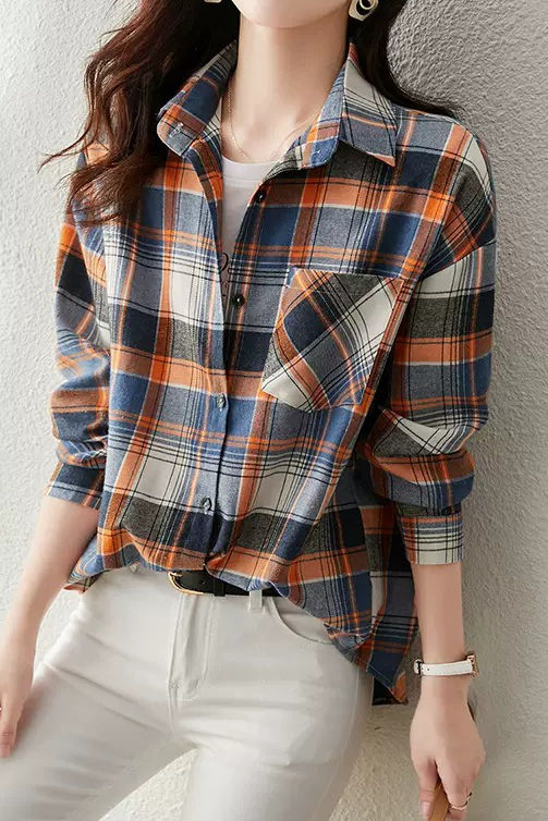 Early Autumn Stylish Casual Checkered Sleeve Shirt - liwisi