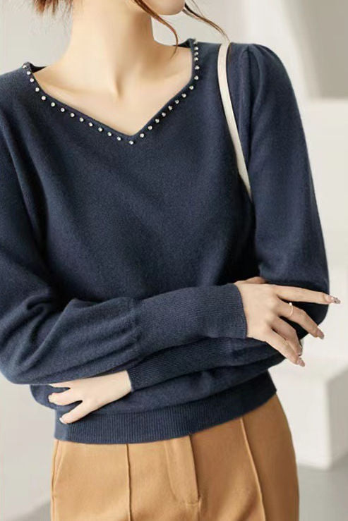 Early Autumn French-Style Elegant Knit Top - liwisi