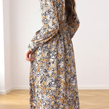 Early Autumn French Floral Maxi Dress - liwisi