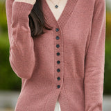 Early autumn gentle V-neck knit cardigan - liwisi