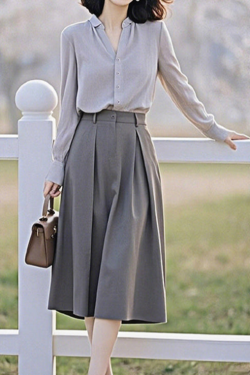 Minimalist Shirt and Skirt Two-Piece Set - liwisi