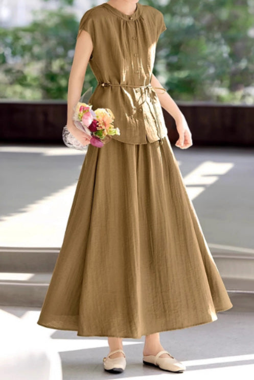 Minimalist Shirt and Skirt Two-Piece Set - liwisi