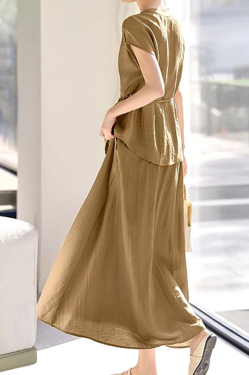 Minimalist Shirt and Skirt Two-Piece Set - liwisi