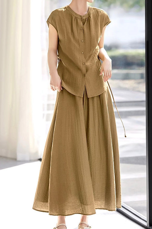 Minimalist Shirt and Skirt Two-Piece Set - liwisi
