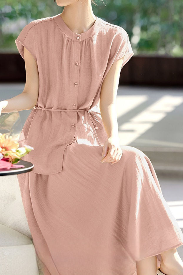 Minimalist Shirt and Skirt Two-Piece Set - liwisi