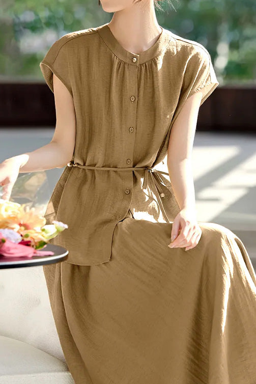 Minimalist Shirt and Skirt Two-Piece Set - liwisi