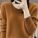 Early autumn simple loose V-neck pullover sweater - liwisi