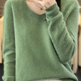 Early autumn simple loose V-neck pullover sweater - liwisi