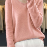 Early autumn simple loose V-neck pullover sweater - liwisi