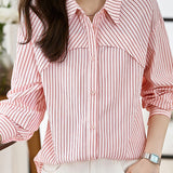 Casual commuting long-sleeve striped shirt - liwisi
