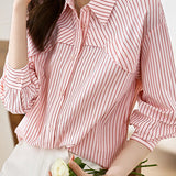 Casual commuting long-sleeve striped shirt - liwisi