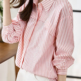 Casual commuting long-sleeve striped shirt - liwisi
