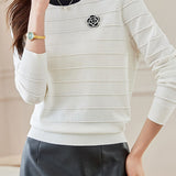Early autumn elegant color-block crewneck knitwear - liwisi