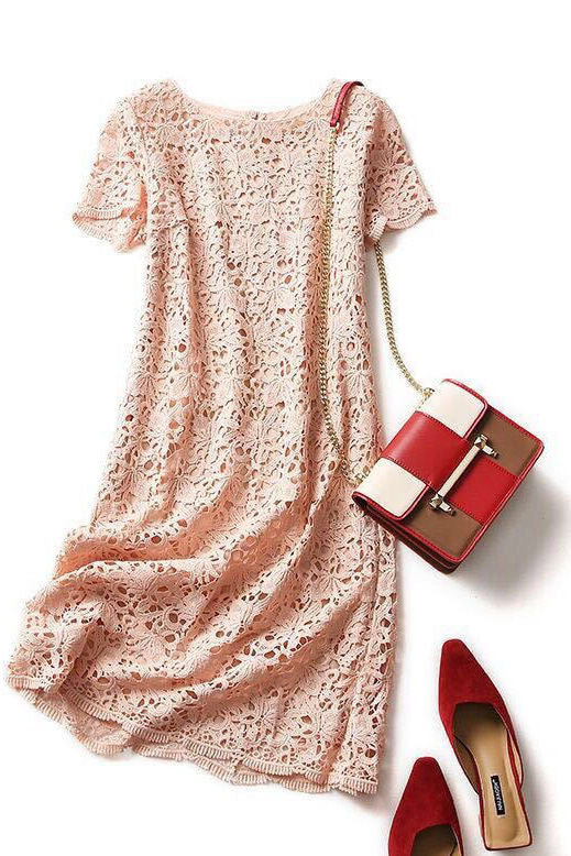 Fashionable lace hollow-out dress - liwisi