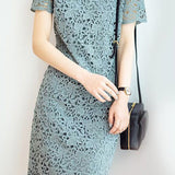 Fashionable lace hollow-out dress - liwisi