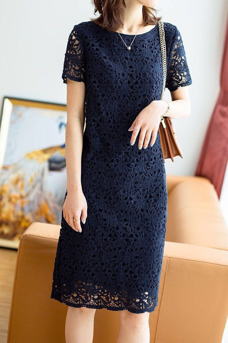 Fashionable lace hollow-out dress - liwisi