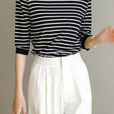 Fashionable casual classic striped sweater - liwisi