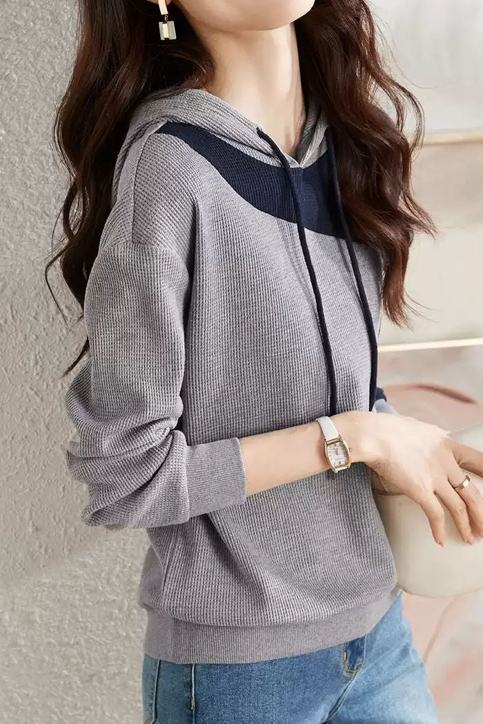 Fashionable casual color-block hoodie - liwisi