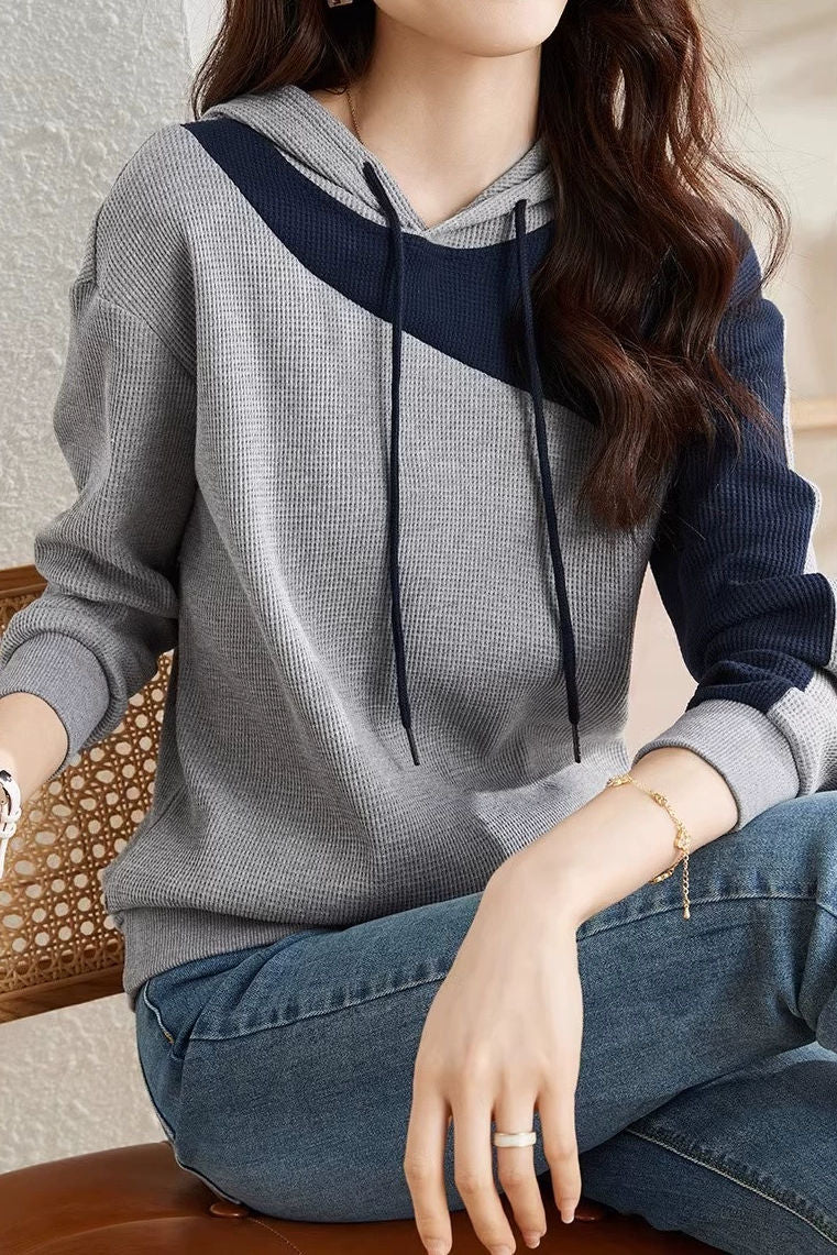 Fashionable casual color-block hoodie - liwisi