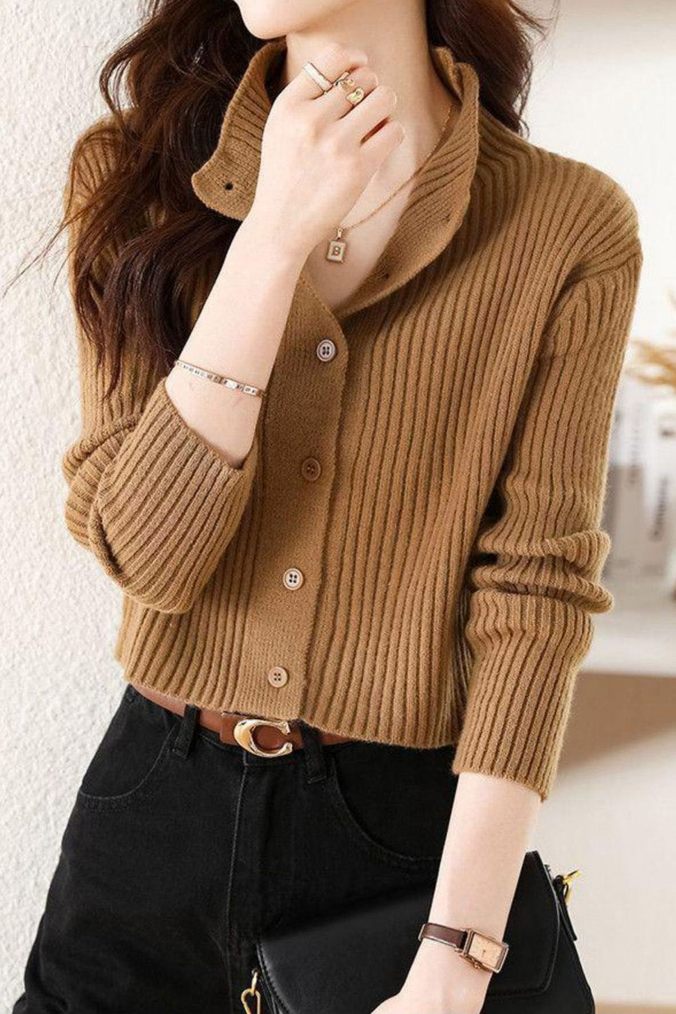Fashionable casual semi-high neck sweater - liwisi