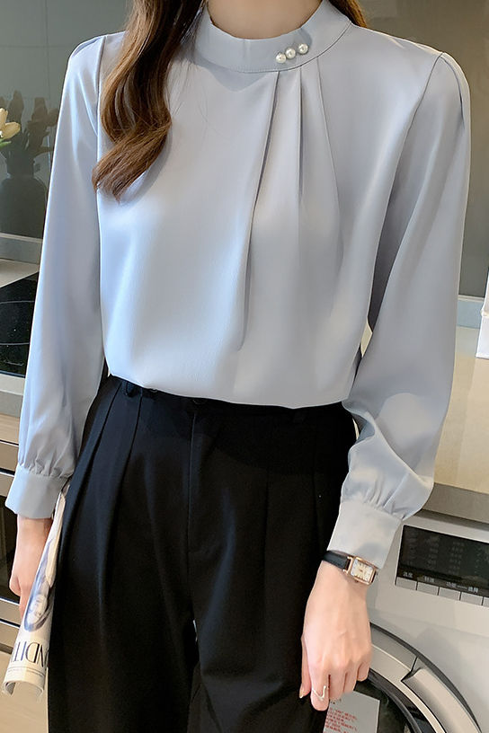 Exquisite pearl satin shirt - liwisi