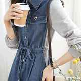 Casual denim spliced dress - liwisi