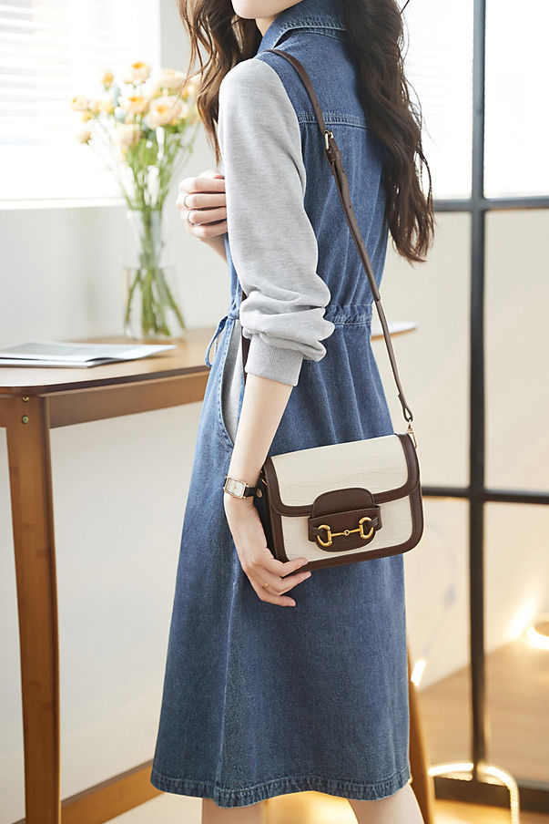 Casual denim spliced dress - liwisi