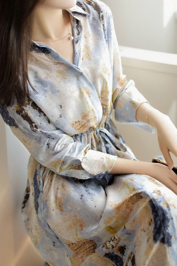Early autumn trendy printed dress - liwisi