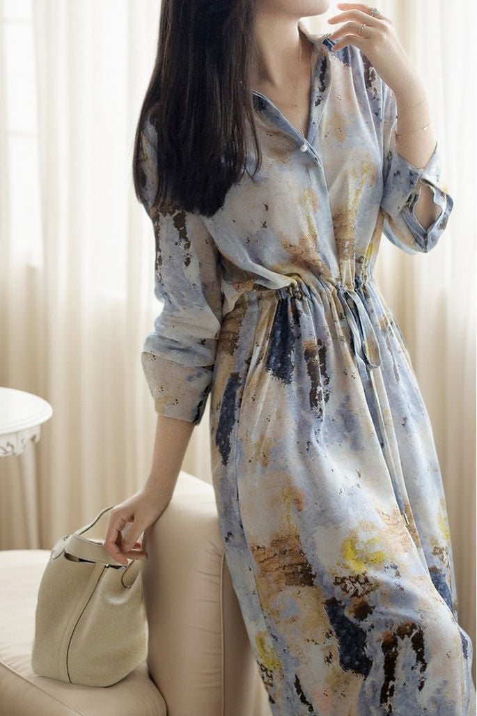 Early autumn trendy printed dress - liwisi