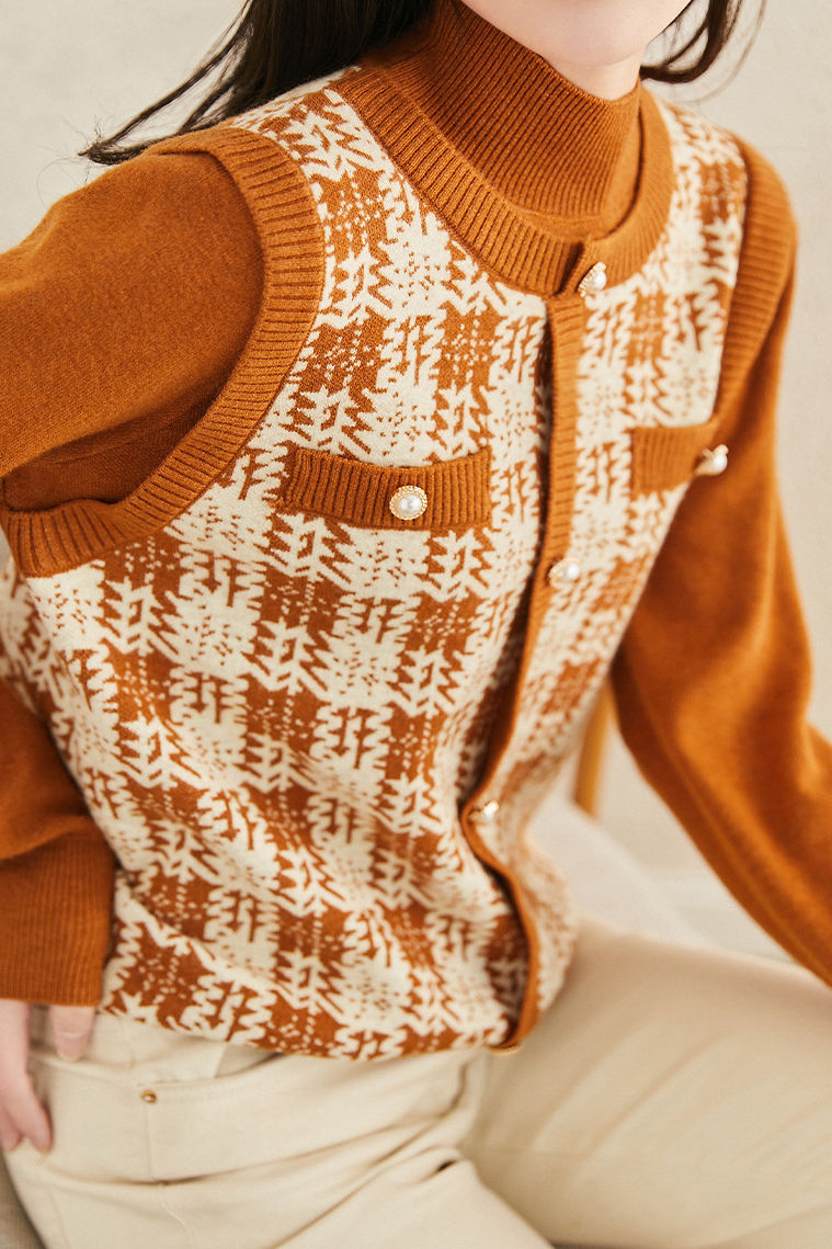 Early autumn elegant fake two-piece pullover sweater - liwisi