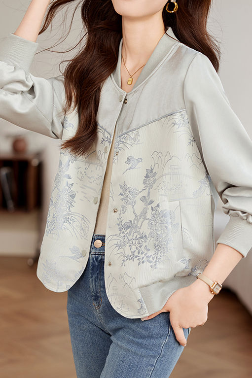 Fashionable Casual Paneled Jacquard Jacket - liwisi