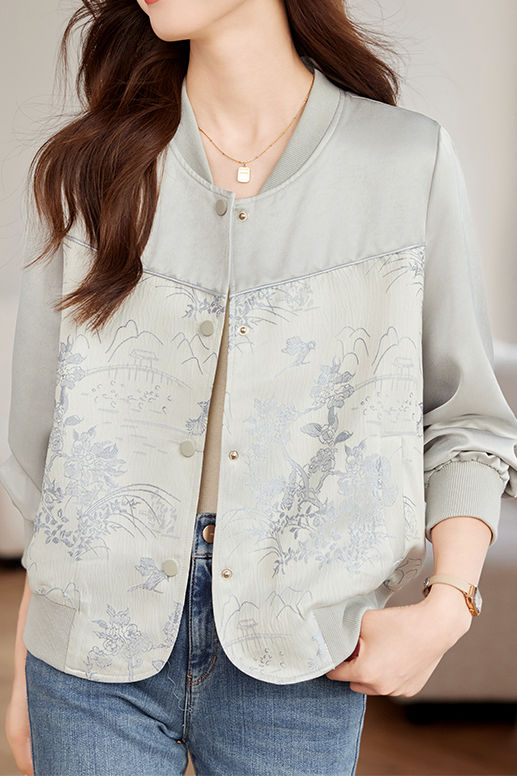 Fashionable Casual Paneled Jacquard Jacket - liwisi