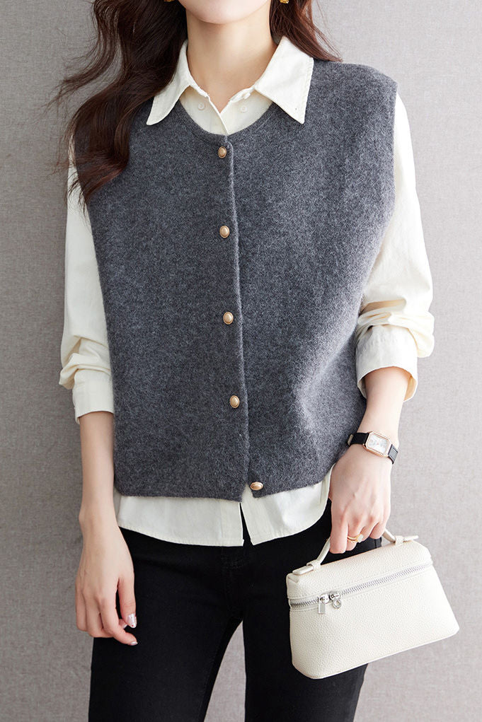 Early Autumn Versatile Sleeveless Knit Vest - liwisi