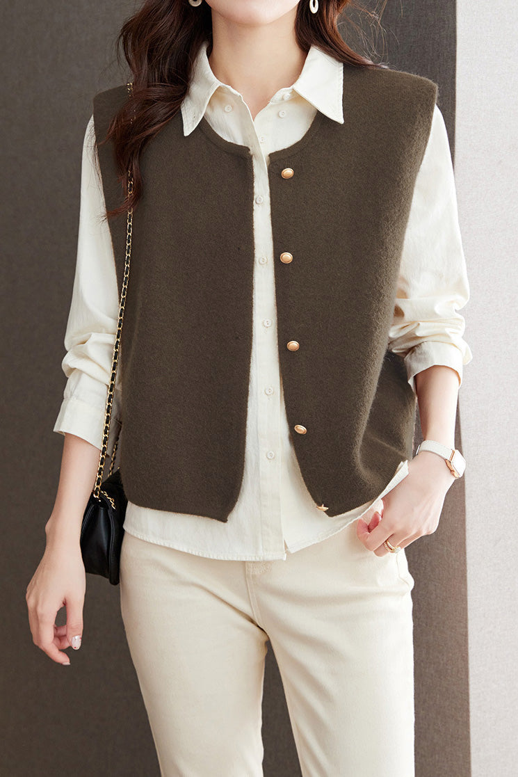 Early Autumn Versatile Sleeveless Knit Vest - liwisi