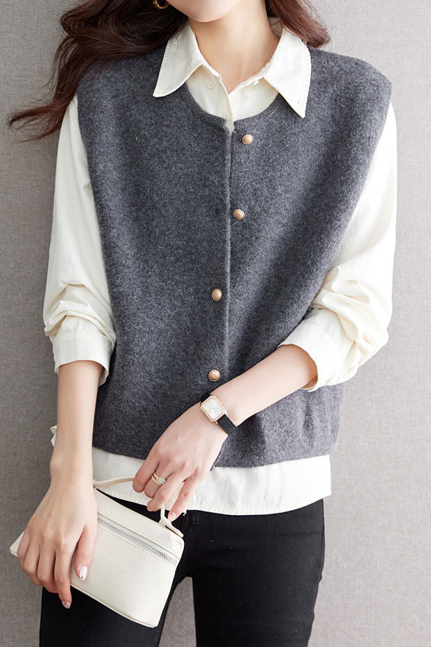 Early Autumn Versatile Sleeveless Knit Vest - liwisi