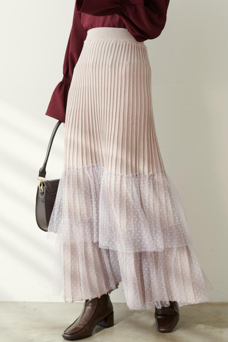 Fashionable Versatile Knit Paneled Skirt - liwisi