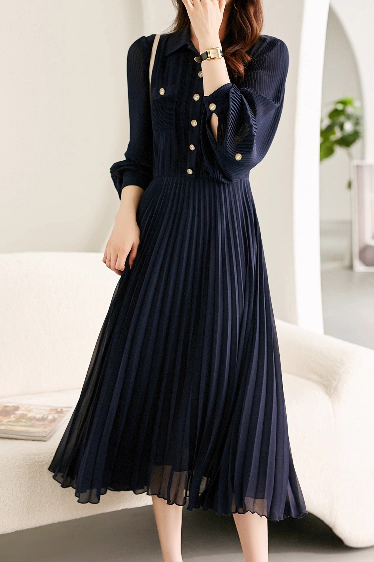 Elegant Temperament Pleated Dress - liwisi