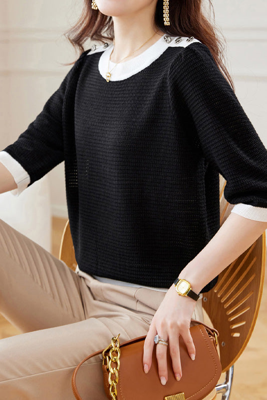 Early Autumn Textural Color-Blocked Knitwear - liwisi