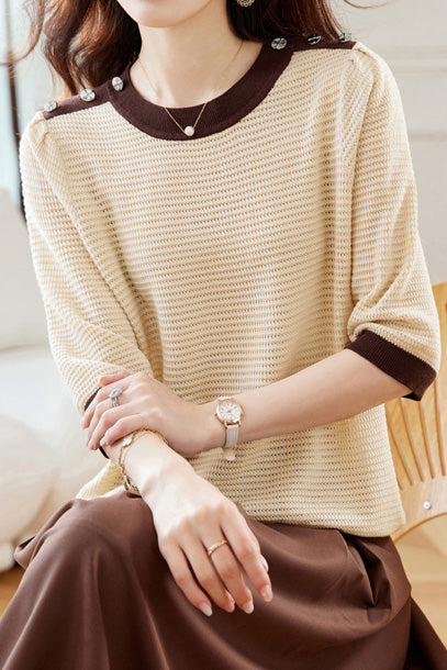 Early Autumn Textural Color-Blocked Knitwear - liwisi