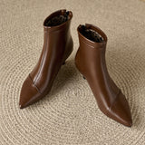 Simple and Elegant Pointed-Toe Mid-Heel Martin Boots - liwisi