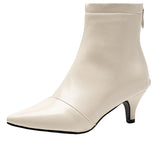 Simple and Elegant Pointed-Toe Mid-Heel Martin Boots - liwisi