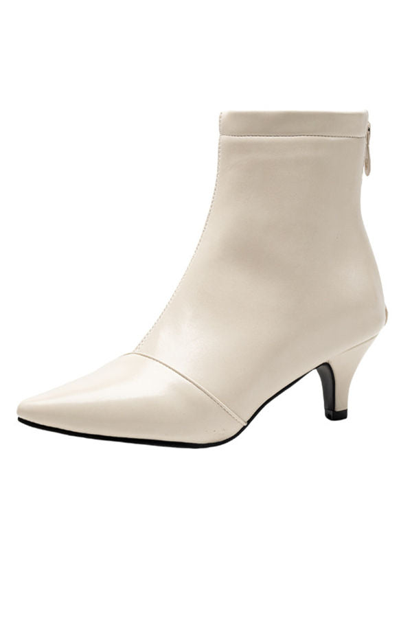 Simple and Elegant Pointed-Toe Mid-Heel Martin Boots - liwisi