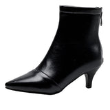 Simple and Elegant Pointed-Toe Mid-Heel Martin Boots - liwisi