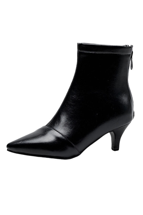 Simple and Elegant Pointed-Toe Mid-Heel Martin Boots - liwisi