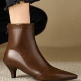 Simple and Elegant Pointed-Toe Mid-Heel Martin Boots - liwisi