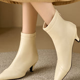 Simple and Elegant Pointed-Toe Mid-Heel Martin Boots - liwisi