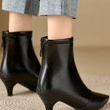 Simple and Elegant Pointed-Toe Mid-Heel Martin Boots - liwisi