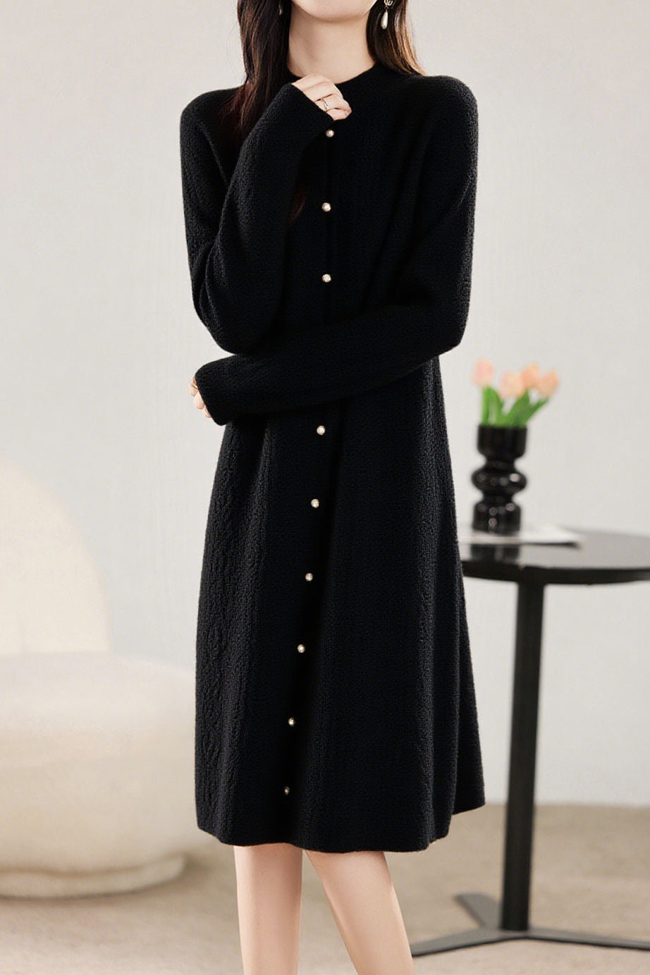 Straight-Leg Loose Knit Dress - liwisi