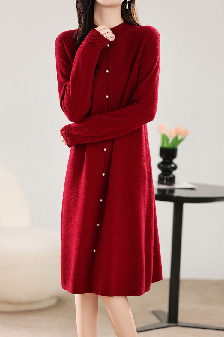 Straight-Leg Loose Knit Dress - liwisi